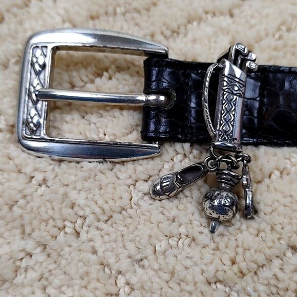 Brighton Black Croc Embossed Women's Golf Belt with Charms Size M - Picture 1 of 8